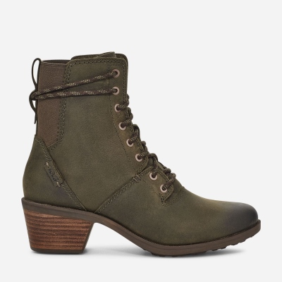 Teva Anaya Lace Up WP - Women's Teva Boots - Dark Olive | India (YJCW87431)